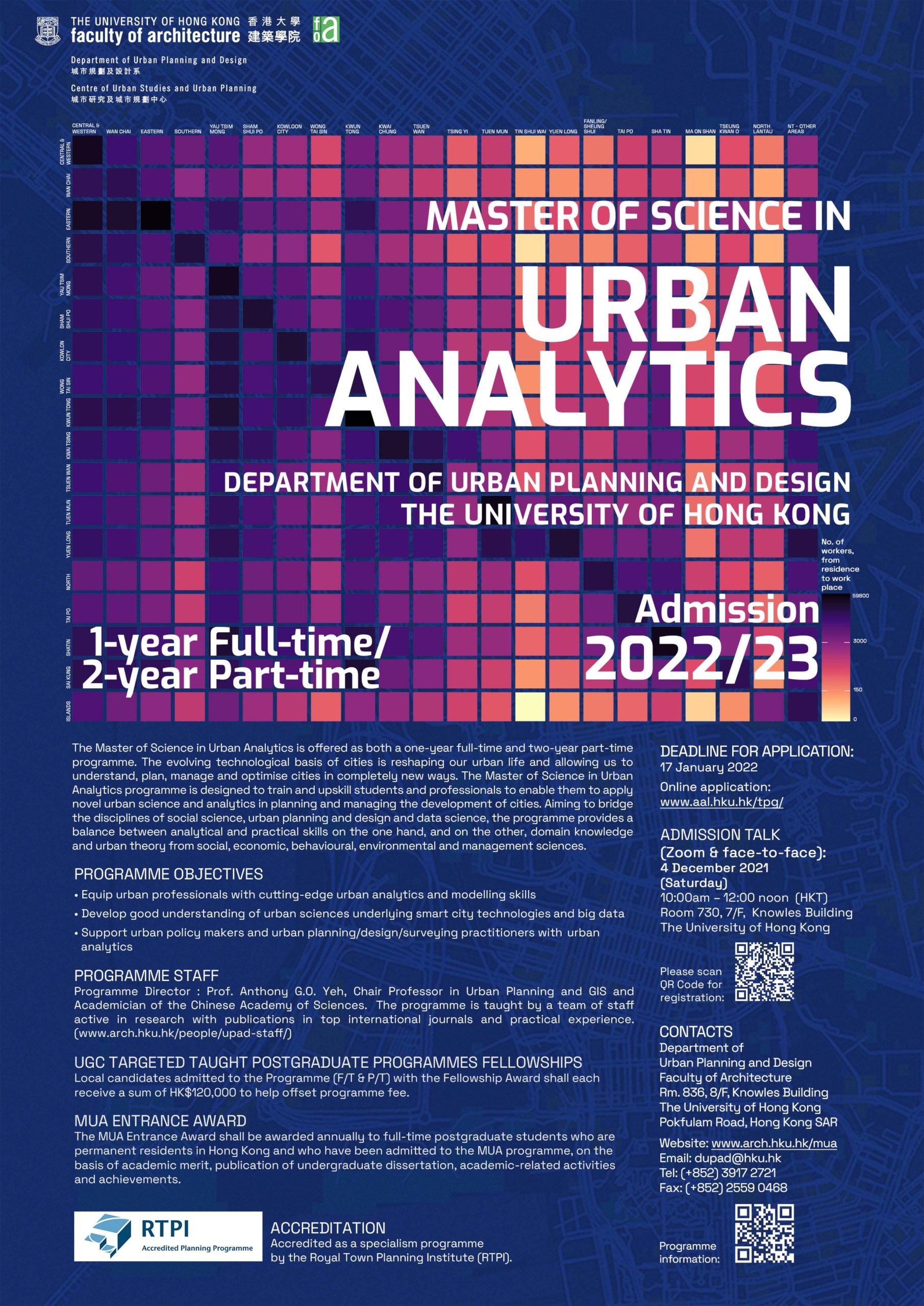Admission poster of Master of Science in Urban Analytics (MUA) programme