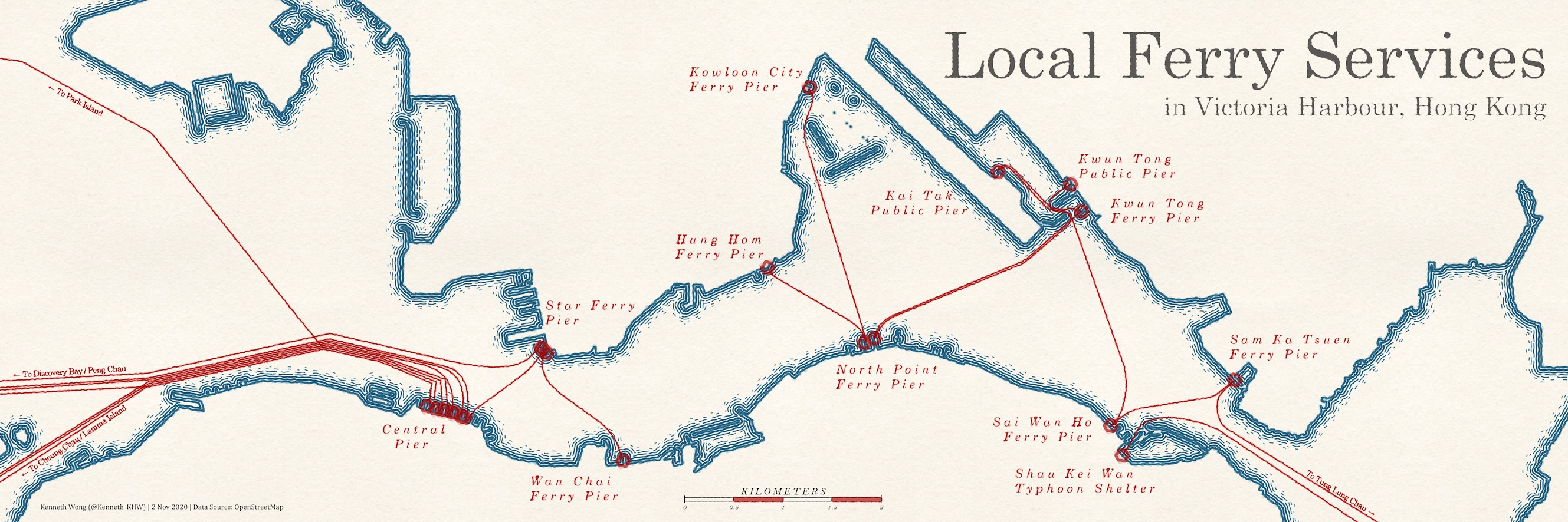 Ferry routes in Victoria Harbour