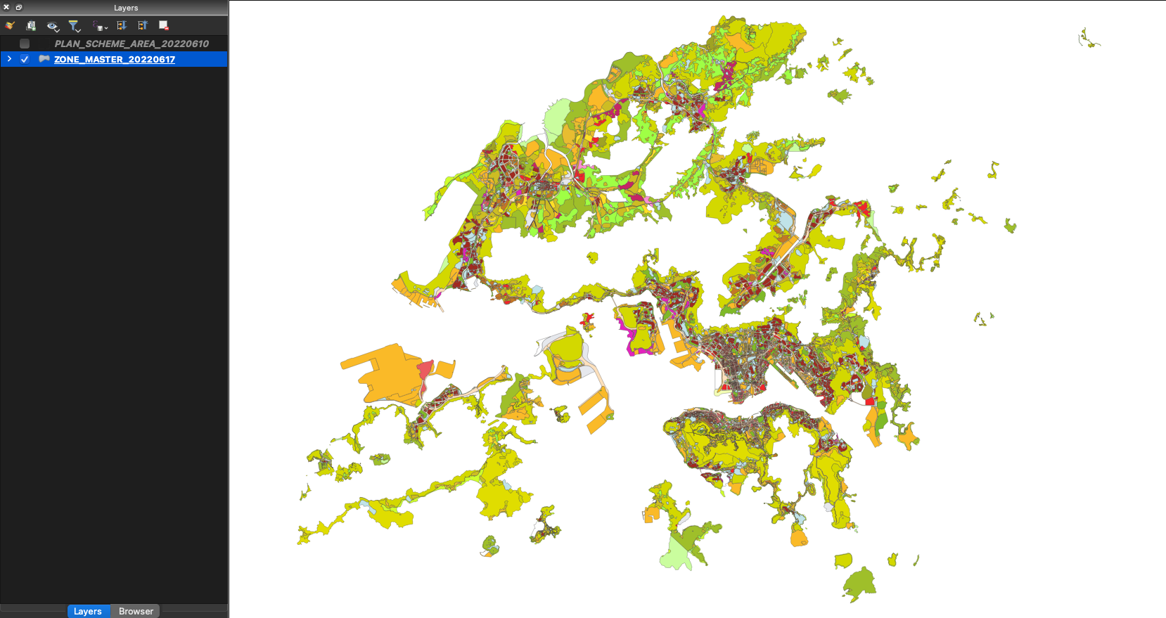 Territorial land use zoning data