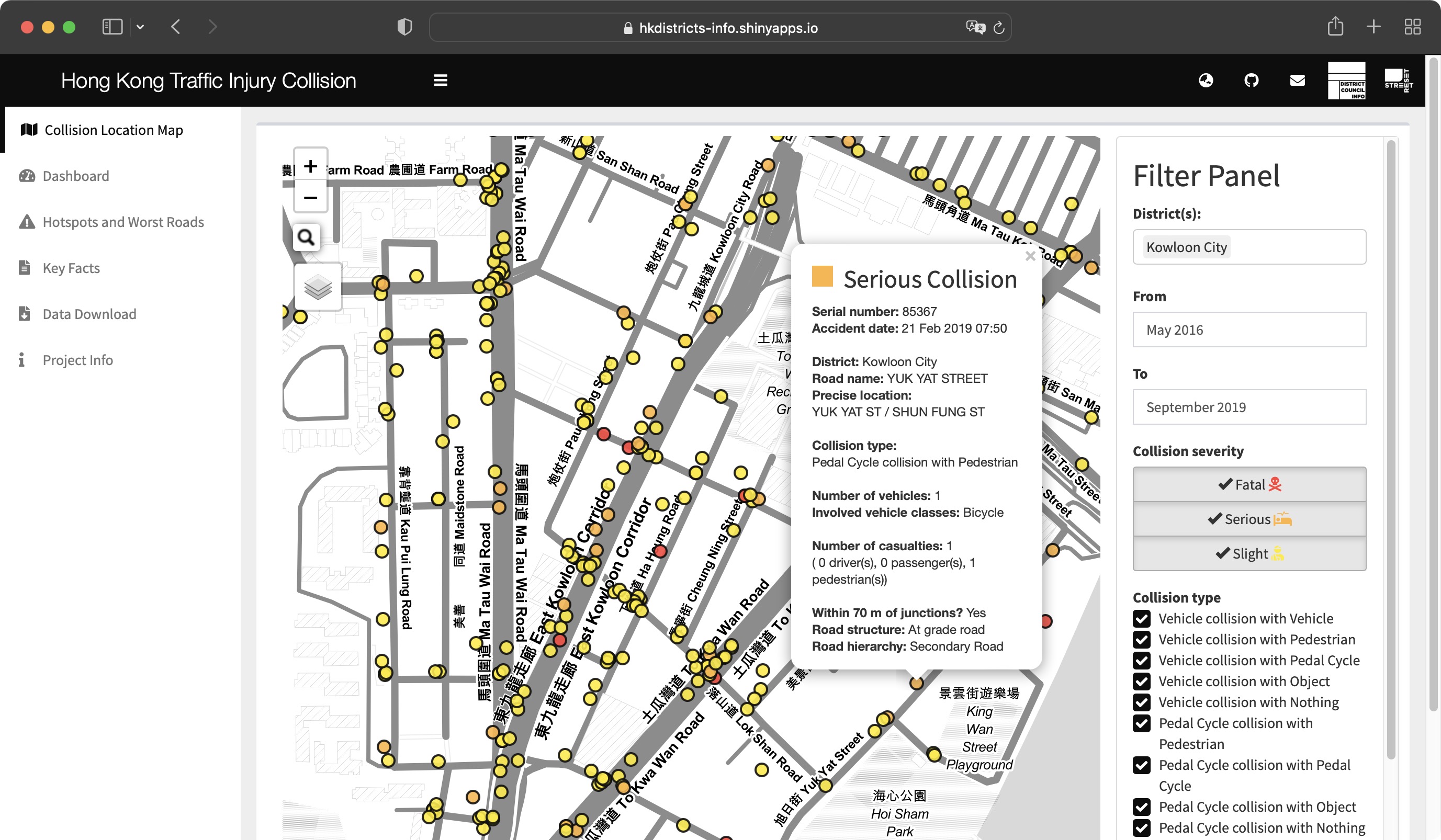 Collision location map